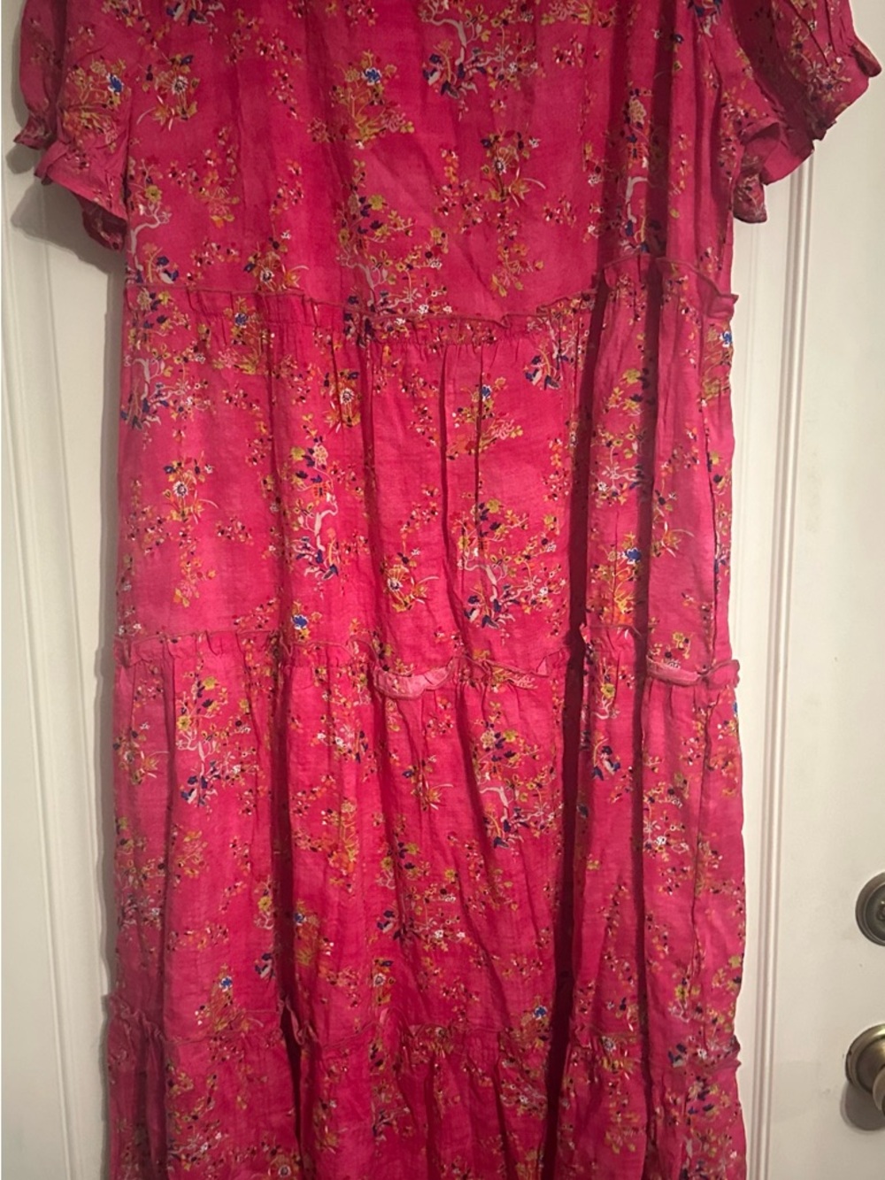 Bright Fuchsia Floral Tiered Maxi Dress